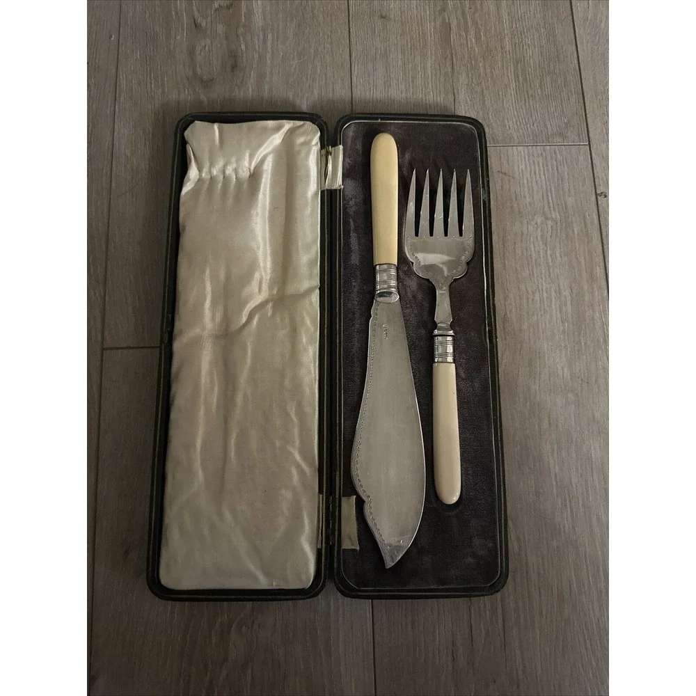 Antique Vintage A&D S Fish Serving Knife And Fork Set, Cutlery Flatware‎